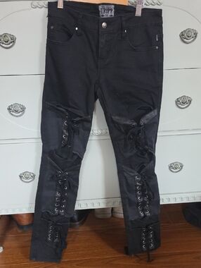 Tripp NYC Black Denim Pants with Branded Button
